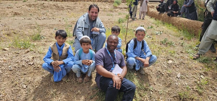 With schoolchildren during a field visit, Afghanistan